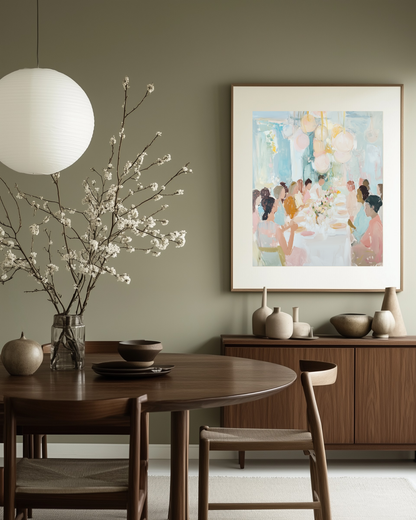 pastel painting in dining room