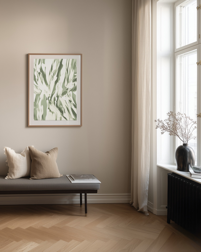 modern abstract sage green framed poster