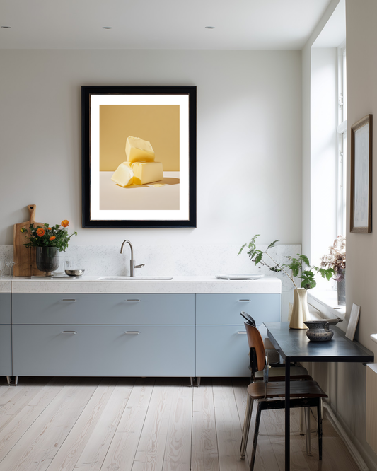 modern danish kitchen with large butter poster