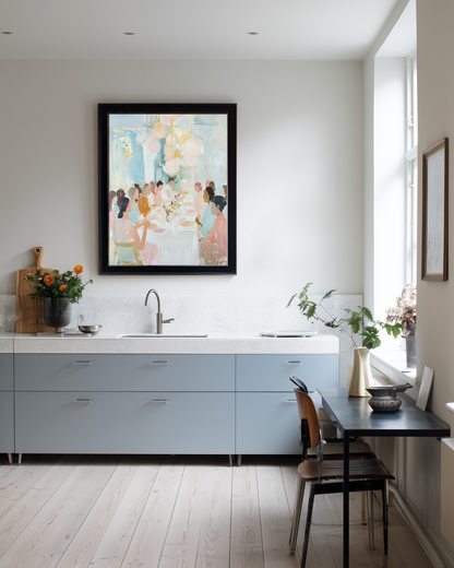 pastel painting in danish modern kitchen